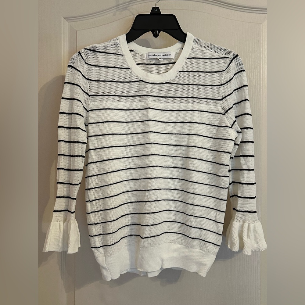 Cupcakes & Cashmere Ivory and Black Knit Top